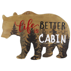 "Life is Better at the Cabin" Bear Wall Art