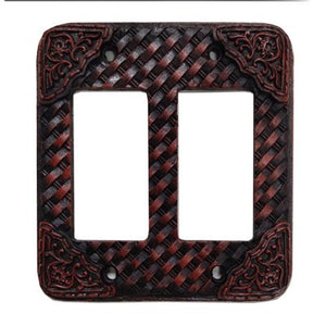 Basketweave/Tooled Resin Double Rocker Plate Cover