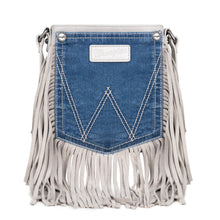 Load image into Gallery viewer, Wrangler Leather Fringe Jean Denim Pocket Crossbody - Choose From 6 Colors
