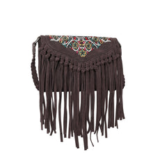 Load image into Gallery viewer, Wrangler Genuine Leather Fringe Crossbody Bag - Coffee
