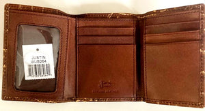 Justin Croc Leather Distressed Tri-Fold Wallet
