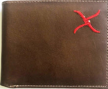 Load image into Gallery viewer, Twisted-X Brown Distressed Bi-Fold Wallet with Red Embroidered Logo