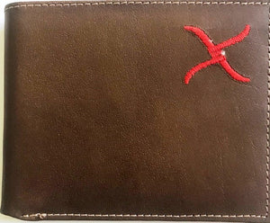 Twisted-X Brown Distressed Bi-Fold Wallet with Red Embroidered Logo