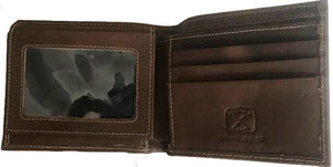 Twisted-X Brown Distressed Bi-Fold Wallet with Turquoise Embroidered Logo