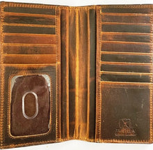 Load image into Gallery viewer, Twisted X Heavy Duty Brown Leather Rodeo Wallet with Orange Embroidered Logo