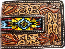 Load image into Gallery viewer, Twisted X Tan Tooled Money Clip Hand Painted with Beads
