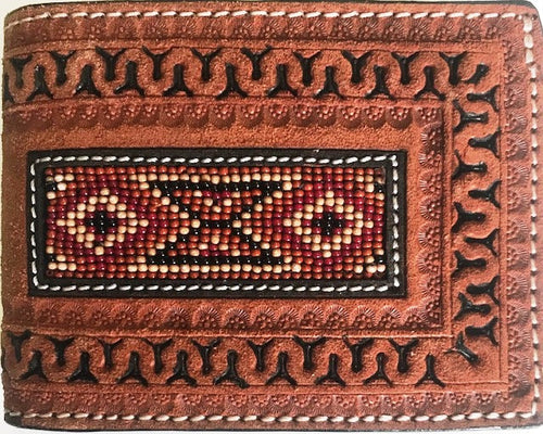 Western Aztec Beaded Bi-Fold Twisted-X Wallet