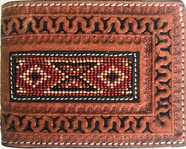 Western Aztec Beaded Bi-Fold Twisted-X Wallet