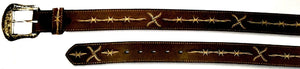 Twisted-X Brown Leather Belt with Natural Embroidery