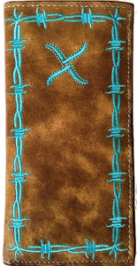 Twisted-X Distressed Brown Rodeo Wallet with Turquoise Trim