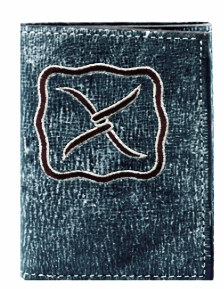 Twisted X Denim Distressed Tri-Fold Wallet with Embroidered Logo
