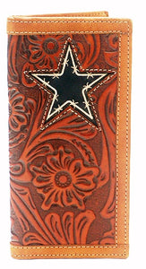 Twisted-X Tooled Tan Rodeo Wallet with Barbwire Star