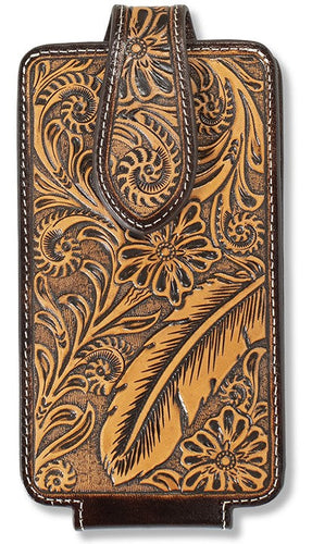 Ariat Large Brown & Tan Cell Phone Case with Feather