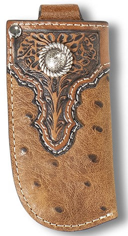 Ariat Knife Sheath with Leather Ostrich Print