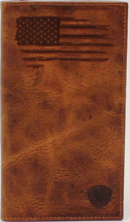 Ariat Distressed Stitch USA Flag Shield Rodeo Wallet – Wild West Living