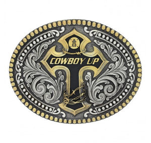 Classic Impressions Two Tone Double Bead "Cowboy Up" Belt Buckle