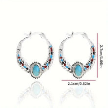 Load image into Gallery viewer, Vintage Turquoise Eagle Feather Shape Dangle Hoop Earrings