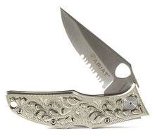 Load image into Gallery viewer, Ariat Folding Plain/Serrated Knife Silver - 2 Sizes Available