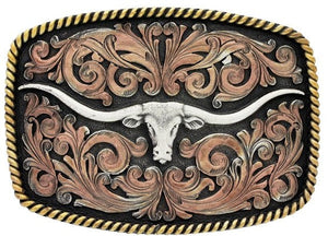 Tri-Color Texas Longhorn Attitude Belt Buckle