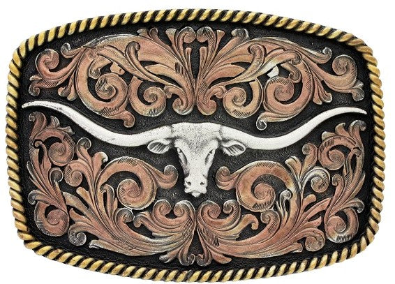Tri-Color Texas Longhorn Attitude Belt Buckle