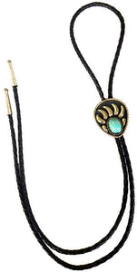 (AAAC59T) Western Bear Claw Bolo Tie with Turquoise Stone