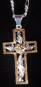 (AASNK167G) Western Cross Necklace - Gold