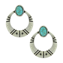 Load image into Gallery viewer, Southwestern Open Circle Earrings with Turquoise