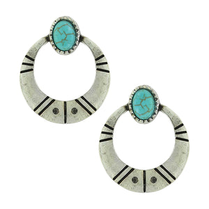 Southwestern Open Circle Earrings with Turquoise