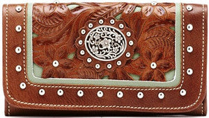 (AWLCBT282) "Lady Lace" Western Ladies' Tri-Fold Wallet