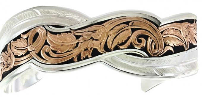 Western Two-Tone Sweeping Leather Cuff Bracelet