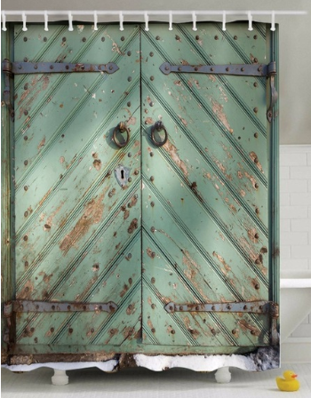 72'' Customized Blue Rustic Farmhouse Door Shower Curtain Liner