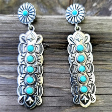 Load image into Gallery viewer, Bohemian Retro Carved Synthetic Turquoise Earrings