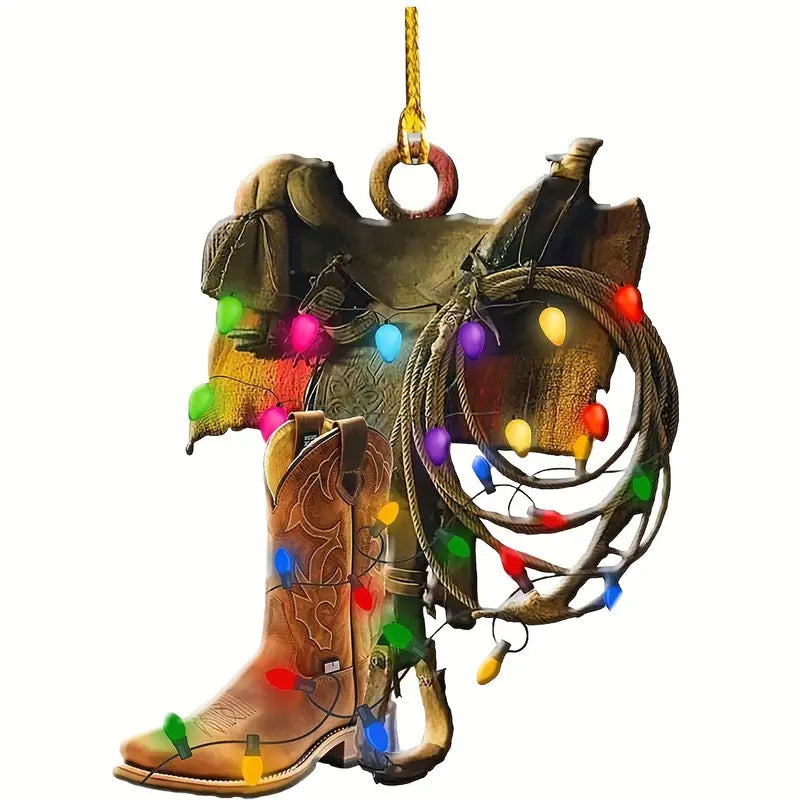 Cowboy Boot & Saddle Christmas Ornament