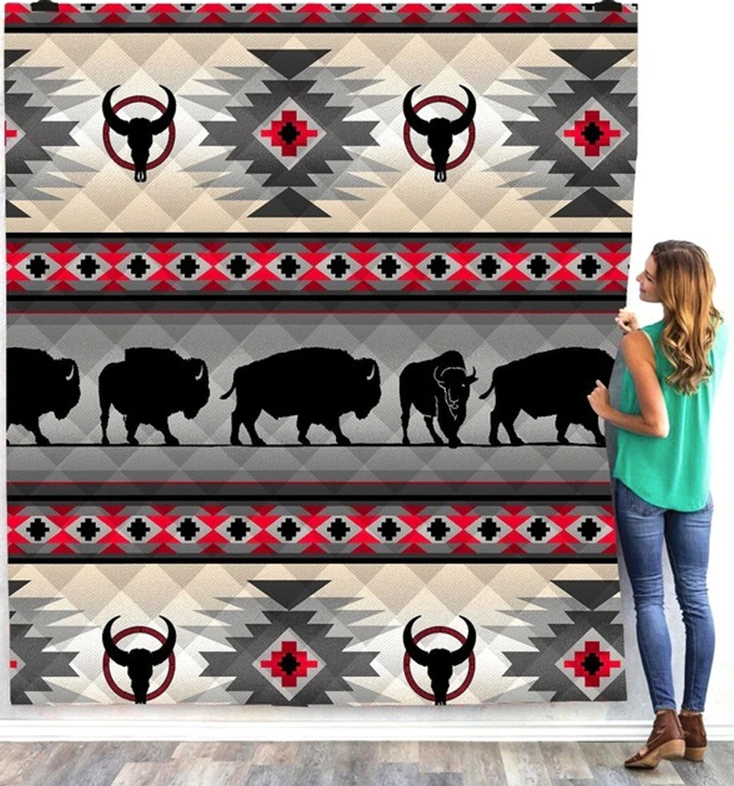 Buffalo Blanket/Wall Hanging -Black/Red