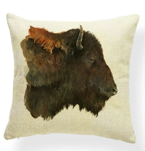 Buffalo Head Accent Pillow - 17" x 17"