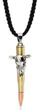 Load image into Gallery viewer, Braided Rope Necklace with Bullet Pendant Necklace of Cattle Skull