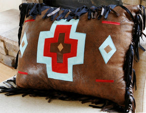 (CARJB2081) Western Brown Cross Decorative Pillow