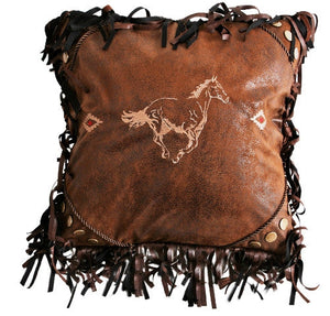 (CARJB4027) Western Embroidered Horse Decorative Pillow - 18" x 18"
