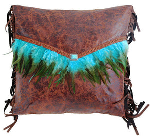 (CARJB6140) "Mojave Sunset" Turquoise Feather Envelope Accent Pillow