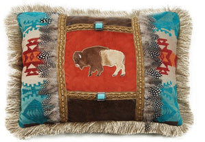 (CARJB6143) "Canyon View" Western Feather Buffalo Accent Pillow