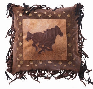 (CARJB6146) "Pecos Trail" Western Horse Rivet Accent Pillow