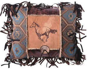 (CARJB6148) Western Embroidered Horse Button Pillow