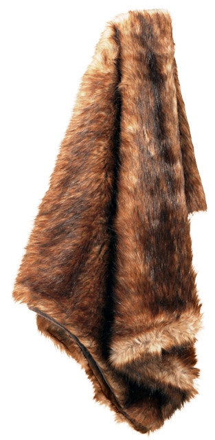 (CARJB6182) Western Raccoon Faux Fur Throw