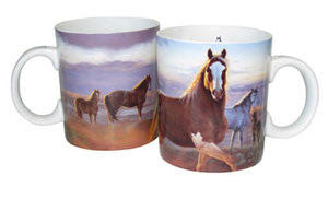 (CDS-HM1411) "Sundance" Western Horses Porcelain Mugs - Set of 6