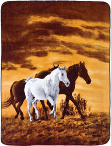 Trail Crest Soft Touch Reversible Horse Print Blanket