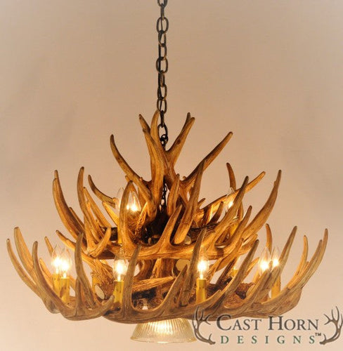 (CHD-W21CDL) Whitetail Deer 21 Antler Cascade Chandelier with Downlight