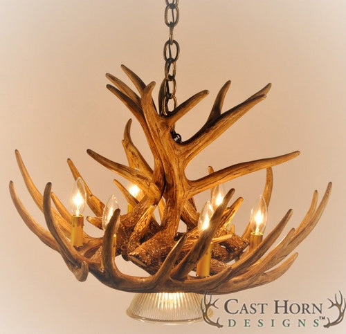 (CHD-W9CDL) Whitetail Deer 9 Antler Cascade Chandelier with Downlight