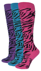 (CHM-9644) "Wrangler" Ladies' Zebra Boot Socks