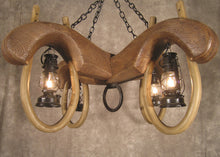 Load image into Gallery viewer, (CHY4) Reproduction Double Ox Yoke 4 Lantern Chandelier