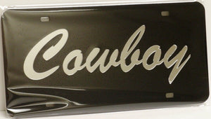(CLD-CBDK) "Cowboy Dark" Mirrored License Plate